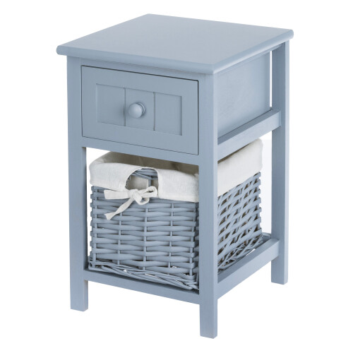 LIVIVO Wicker 1-tier Bedside Table Unit - Grey