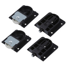 2X Kleiderschrank Schwarz Kunststoff Platte 25mm Dia-Rad Schiebetuer Roller