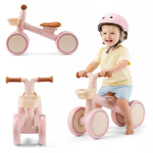 Draisienne 4 Räder Baby mit Korb TOBI MINI Rosa, Laufrad Kind 12–36 Monate, Ultra leicht 2 kg