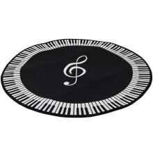 2X New Carpet Music Symbol Piano Key Black White Round Carpet Non-Slip Carpet Home Bedroom Mat Floor Decoration