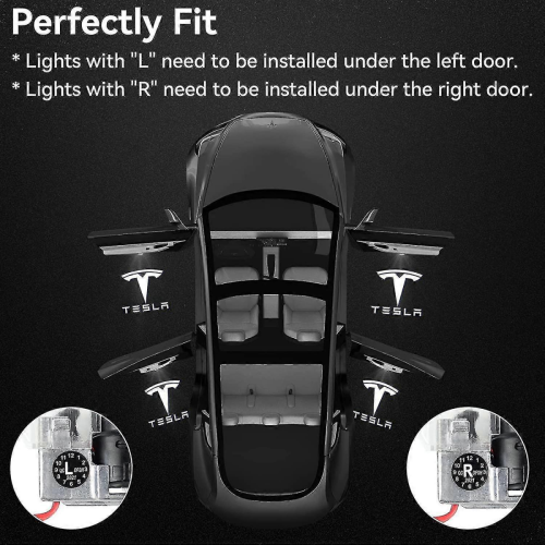 Compatible with Tesla Model 3 Model Y Model S Model X Car Door Logo Projector Light, 4 Pcs/pack 2