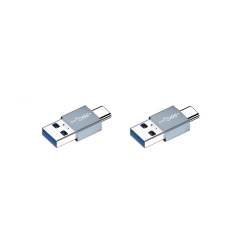 2er-Pack Aluminiumlegierung Typ-C Stecker auf USB-A Stecker Gerader OTG Adapter