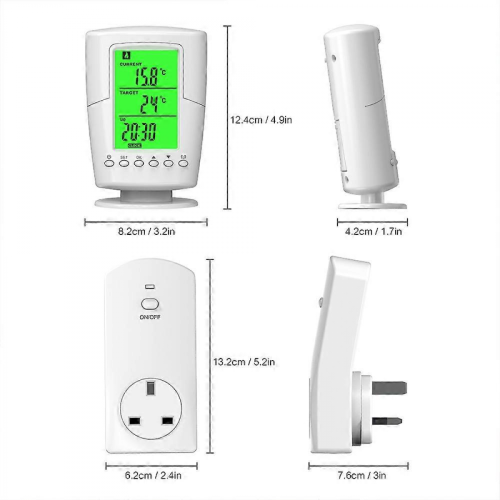 Smart Programmable Wireless Remote Thermostat + Plug in Socket Heating Cooling Program Temperature Controller--AC220V-240V 13A UK Plug 2
