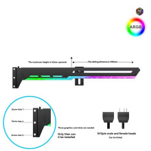 ARGB 5V 3PIN Card Bracket Adjustable ARGB AURA SYNC Computer Card GPU Bracket Stable Support Black