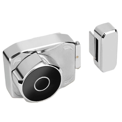 Electric Fingerprint Lock for Frameless Glass Doors, Push-Pull Sliding Glass Cabinet Showcase Silver 1