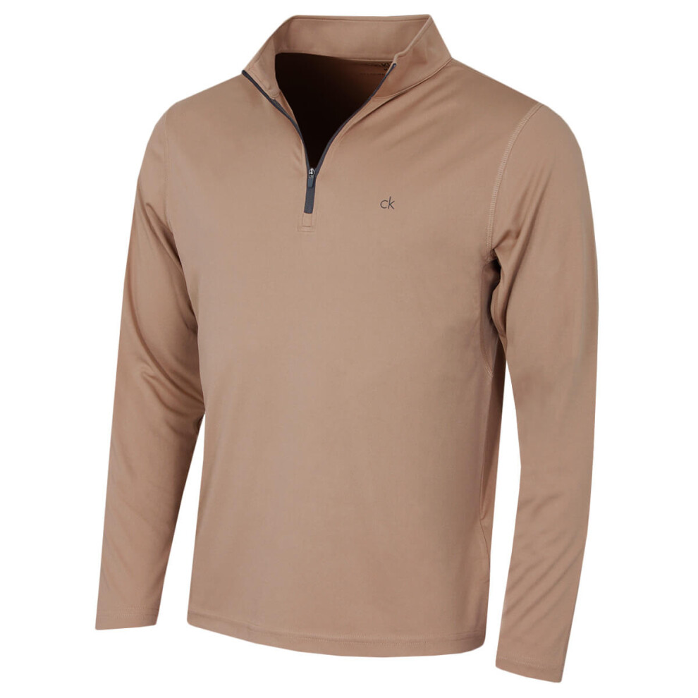 Calvin Klein (Xl, Tan) Mens 2026 Harlem 1/4 Zip Lightweight Technical Ck Golf Sweater