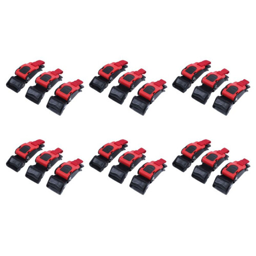 18x Plastic Motorcycle Helmet Speed Clip Chin Strap Quick Release Pull Buckle New Black+Red