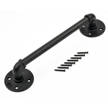 Industriële vintage handdoekhouder van zwarte metalen buizen, wandgemonteerd badkameraccessoirerek voor thuisdecoratie