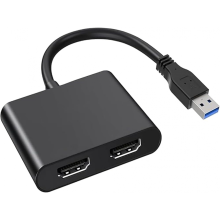 Adaptér USB 3.0 na duálny HDMI pre 2 monitory, externú grafickú kartu s videom v rozlíšení 1080P, prenosom dát a nabíjaním PD