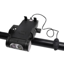 Multifunktionale Fahrradlampe mit Handyhalterung und Hupe, USB-aufladbarer Fahrradscheinwerfer für Nachtfahrten