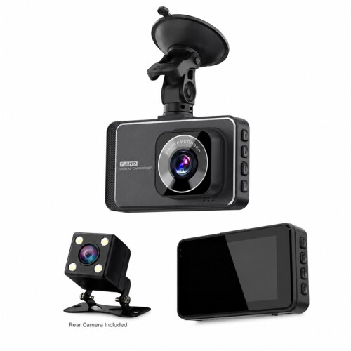 3 Inch Dual Lens Dash Cam Front and Rear Car DVR with Reverse Camera