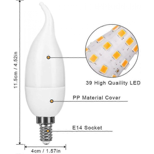 E14 LED Flame Bulb 3W, 3 Lighting Modes, 4 Pack Decorative Flickering Flame Effect Bulbs for Home Decor, Warm Light 1
