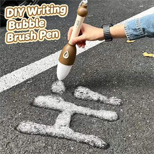 Writing Bubbles Pen Brush Bubble Stick Calligraphy Outdoor Automatic Handheld Bubble Maker Brown 2