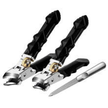 3-teiliges Nagelknipser-Set – Gebogene, Abgeschrägte & 9.6 ston Gear-Lock Weitöffner mit ABS+Edelstahl-Griffen