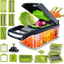 22 in 1 Vegetable Chopper,Kitchen Mandoline with 1.2L Container & Draining Basket,Vegetable Chopper Onion Chopper&Dicer|Spiralizer,Lemon Squeezer,Egg