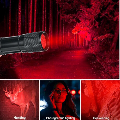 Μίνι φακός τσέπης με κόκκινο LED, ισχυρός φακός 670 Nm για κυνήγι, συμπαγής φακός χε 2