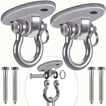 2pcs Wood Celing Hanger 180 Swivel Hammock Swing Hanging Hardware Metal Oval Bracket Set compatible with Indoor Outdoor Playg