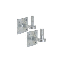 2X Heavy Duty Galvanised 19mm Hook Plates - Farm/Field Gate Square Hanger Pin Hinges