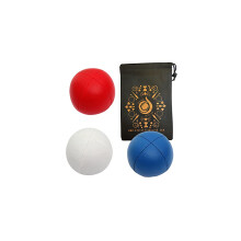 3 x Pro 76g Cascade Mini Juggling Balls - Small Sized Quality Thud Juggling Balls & Bag - Set of 3 Juggling Balls (Red, Blue and White)