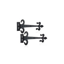 410mm Black Antique Fleur De LYS Working Hinge, Cast Iron Gate Hinges, Decorative Hinges, Vintage Shed Door Hinge, Ornamental Tee Hinges, Rustic T