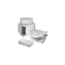 50 Pcs Aluminium Foil Trays with Lids, 1000ml Tin Foil Containers with Lids, Foil Food Containers with Lids compatible with Takeaway
