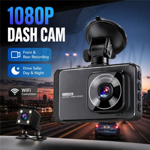 3 Inch Dual Lens Dash Cam Front and Rear Car DVR with Reverse Camera 1