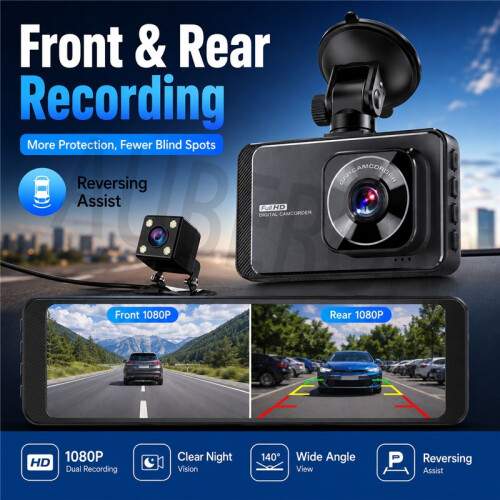 3 Inch Dual Lens Dash Cam Front and Rear Car DVR with Reverse Camera 2