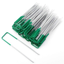 6" Strong Steel Green-Coated Multi-Purpose U-Shaped Artifical Grass Anchoring Staples - Perfect compatible with Securing Artificial