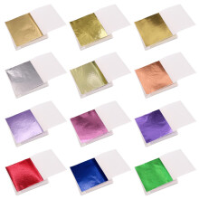 600 Sheets Gold Leaf Foil Paper, 12 Colors Imitation Gold Leaf compatible with Arts and Crafts, Nail Art, Slime, Painting, Home Decoration,Wall