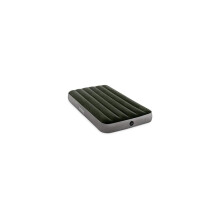 64761E Dura-Beam Standard Downy Air Mattress: Fiber-Tech – Twin Size – Built-in Foot Pump – 10in Bed Height – 300lb Weight Capacity, Green