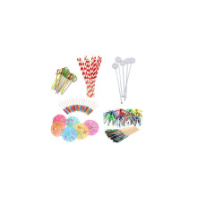 99 Piece Cocktail Party Decoration Drinks Accessory Pack with Umbrellas, Sparkle Sticks, Stirrers and Biodegradable Straws NYE