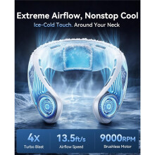 Ventilatore da collo senza pale sensore ghiaccio display digitale USB portatile esterni