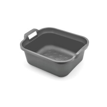 Large Rectangular 10 Litre Washing Up Bowl with Handles, Metallic Silver, 39 x 32 x 14 cm