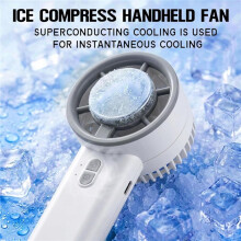 Mini ventilatore semiconduttore con ghiaccio USB aria fredda portatile viaggio esterni bianco