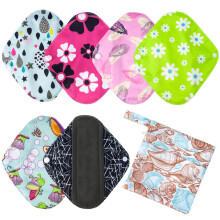 6PCS Small Cloth Menstrual Pads compatible with Light Flow, Washable Bamboo Sanitary Pad and 1 Wet Bag(S 8 inch)