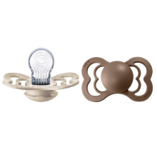 BIBS Pacifiers - Supreme collection BPA-Free Baby Pacifier Made in Denmark Set of 2 VanillaDark Oak color Premium Soothers Size 6-18 Months