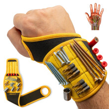 BINYATOOLS Magnetic Wristband with Super Strong Magnets Holds Screws Nails Drill Bit Unique Wrist Support Design Cool Handy G
