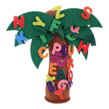 Árbol de letras de fieltro interactivo para preescolares, ideal para desarrollar la motricidad fina. 38x15x15cm. 1 juego.