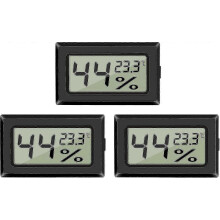 3-Pack Mini LCD Digital Thermometer Hygrometer for Greenhouse Cars Home Office Black