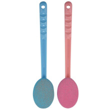 Brosse à dos à long manche et applicateur de lotion (2 pièces), outil de massage bleu et rose