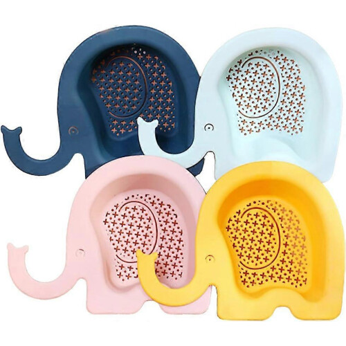 Elephant Triangle Sink Drain Strainer Filter Stopper Rack Sponge Holder Pink Yellow Blue