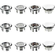 12-Pack Round Hole Sink Overflow Rings Replacement Trim Inserts for Washbasin