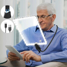 5X Rechargeable Hands-Free Magnifier Light Flexible Gooseneck 24x17cm Ultra Clear Lens