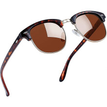Lunettes de soleil unisexes polarisées rétro UV400 semi-cerclées, demi-monture, pour hommes et femmes