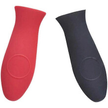 Red Black 2Pcs Hot Rubber Pan Handle Covers for Cast Iron & Metal Fry Pans