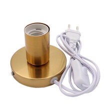 (Gold) Base de Mesa para Lâmpada E27 com Cabo de 1.8m e Interruptor, Suporte em Ferro para Abajur e Luminária de Quarto