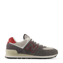 (7 UK, White Castlerock/Red) New Balance Mens 574 Classic Suede Trainers