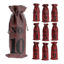 Burlap Wine Bags 1-10 Blind Tasting Wedding Table Numbers Party