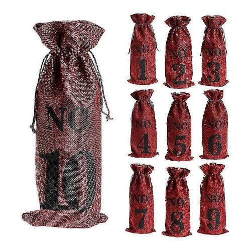 Burlap Wine Bags 1-10 Blind Tasting Wedding Table Numbers Party