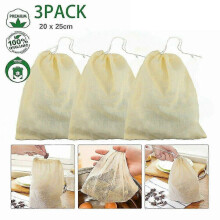 Sac à lait végétal réutilisable en coton biologique, lot de 3, passoire alimentaire, étamine pour café et fromage